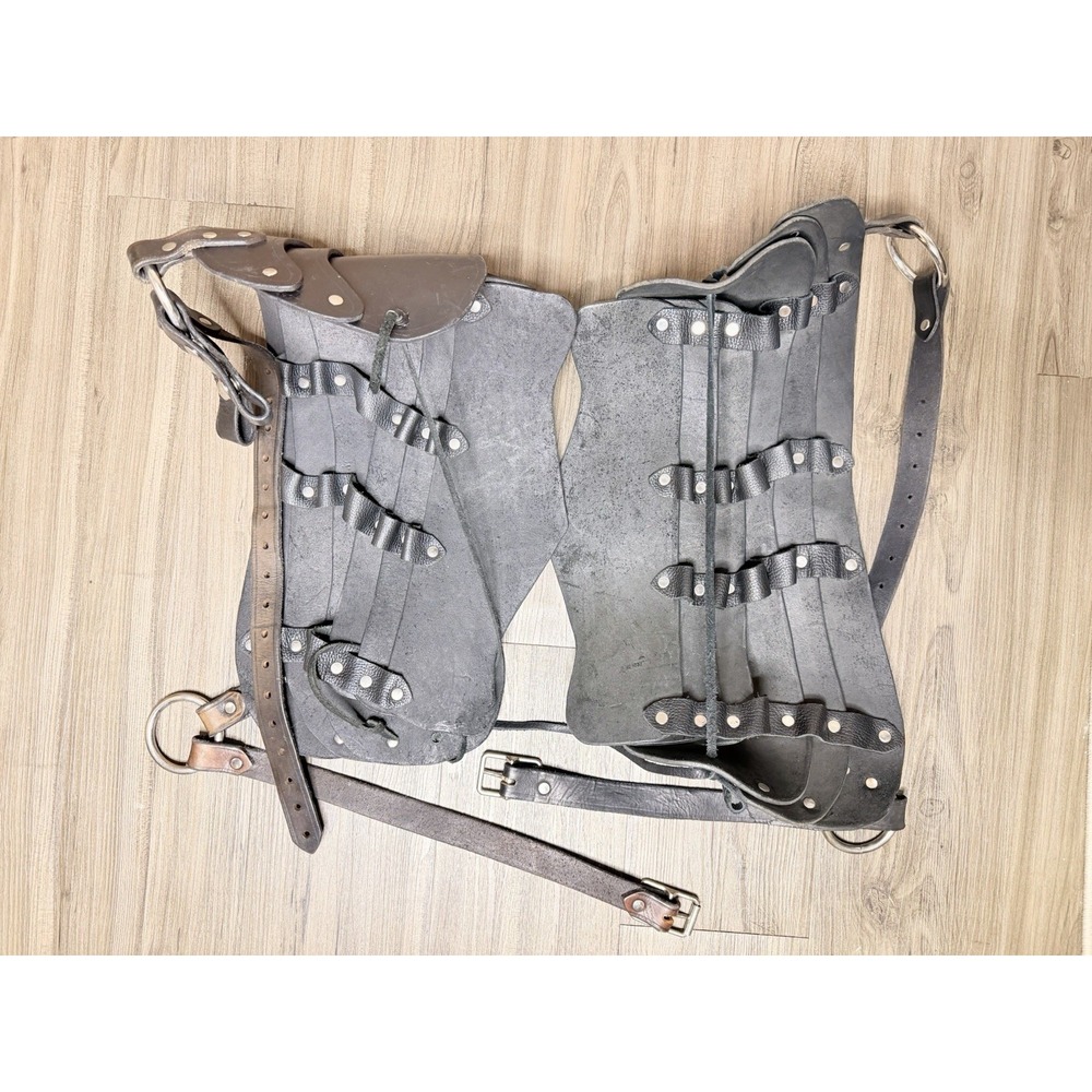 Medieval Leather Pauldrons Shoulder Armor Set LARP Cosplay Warrior Armor Black⁠